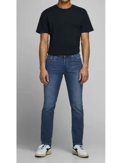 Jean bleu effet délavé à style 5 poches et une coupe regular fit
