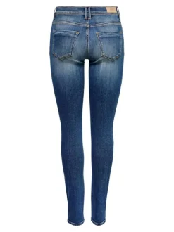Jean bleu femme en coton coupe skinny effet délavé
