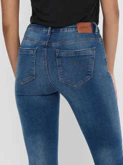 Jean bleu femme en coton coupe skinny effet délavé
