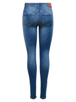 Jean bleu femme en coton coupe skinny effet délavé