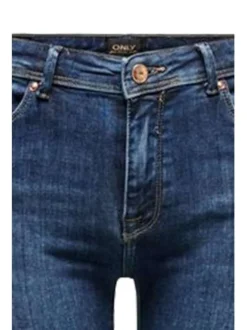 Jean bleu foncé en coton coupe skinny effet délavé