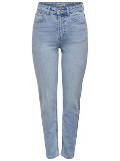 Jean bleu stone uni avec une coupe slim et un zip et un bouton