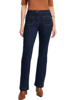 Jean brut uni avec une coupe bootcut et un taille haute à zip et à bouton