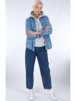 Jean Callie indigo en coton uni coupe droite