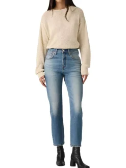 Jean 501® coupe droite en coton mélangé bleu pourvu de poches plaquées