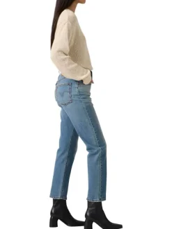 Jean 501® coupe droite en coton mélangé bleu pourvu de poches plaquées