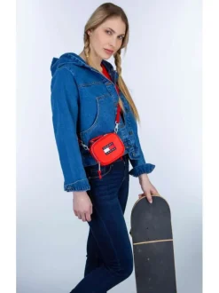 Jean 501® Crop bleu en coton uni avec une coupe régular