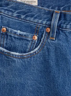 Jean 501® Crop bleu en coton uni avec une coupe régular