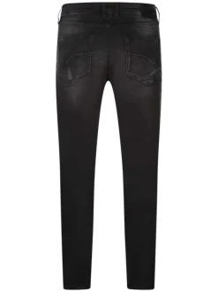 Jean Daxko en coton anthracite tacheté à coupe slim avec logos de la marque