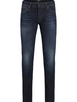 Jean délavé Glenn en coton mélangé indigo coupe slim fit avec 5 poches