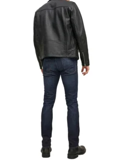 Jean délavé Glenn en coton mélangé indigo coupe slim fit avec 5 poches