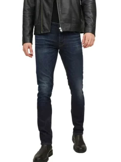 Jean délavé Glenn en coton mélangé indigo coupe slim fit avec 5 poches