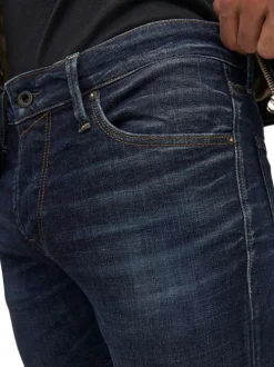 Jean délavé Glenn en coton mélangé indigo coupe slim fit avec 5 poches