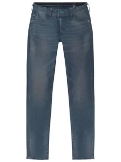 Jean 700/11 en coton anthracite délavé avec coupe slim et passants