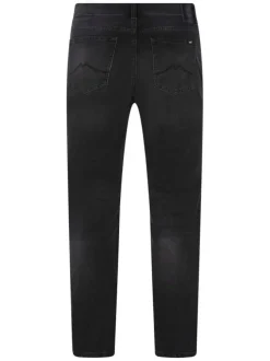 Jean en coton anthracite délavé avec une coupe droite et des rivets argentés