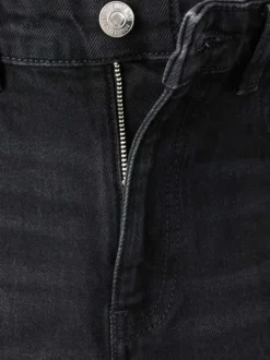Jean 7/8 en coton anthracite uni avec une coupe mom et une taille haute