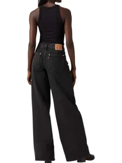 Jean en coton anthracite uni coupe flare pourvu de multiples poches