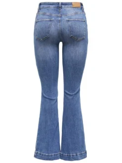 Jean en coton biologique bleu avec une coupe bootcut et des passants