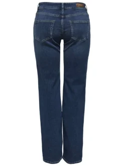 Jean en coton biologique bleu avec une coupe droite et des passants