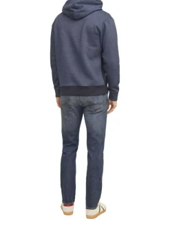 Jean en coton biologique bleu indigo délavé aux cuisses à coupe regular fit