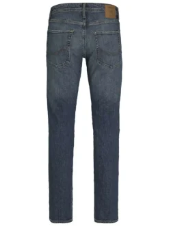 Jean en coton biologique bleu indigo délavé aux cuisses à coupe regular fit