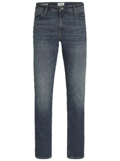 Jean en coton biologique bleu indigo délavé aux cuisses à coupe regular fit