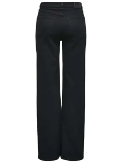 Jean en coton biologique noir avec une coupe bootcut et des passants