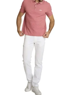 Jean en coton blanc à coupe ajustée pourvu de multiples poches