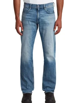 Jean en coton bleu avec une coupe droite et des passants à la taille