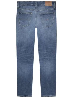 Jean en coton bleu avec une coupe droite et un patch d'authenticité