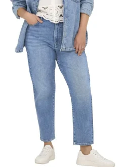 Jean en coton bleu clair uni coupe slim avec fermeture par glissière et bouton