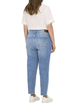 Jean en coton bleu clair uni coupe slim avec fermeture par glissière et bouton