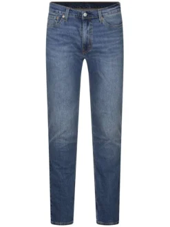 Jean 511 en coton bleu délavé avec une coupe slim et surpiqûres jaunes