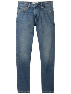 Jean en coton bleu indigo délavé aux cuisses avec une coupe slim fit