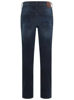 Jean en coton bleu indigo délavé aux cuisses à coupe slim et à taille mi-haute