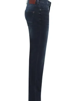 Jean en coton bleu indigo délavé aux cuisses à coupe slim et à taille mi-haute