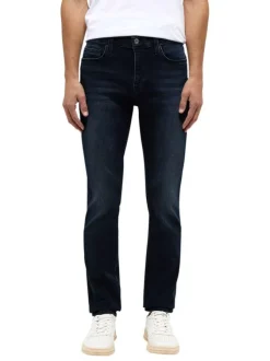 Jean en coton bleu indigo délavé aux cuisses à coupe slim et à taille mi-haute