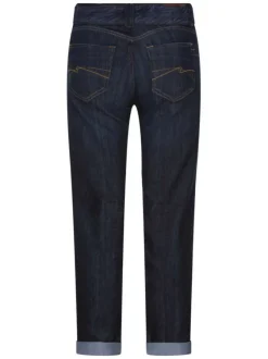 Jean en coton bleu nuit uni à coupe droite avec une ceinture