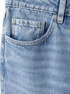 Jean en coton bleu stone délavé avec une coupe bootcut et 5 poches