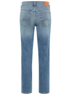 Jean en coton bleu stone délavé à coupe regular fit et à taille mi-haute