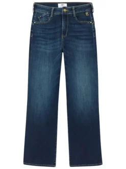 Jean en coton bleu uni avec des passants et une coupe bootcut