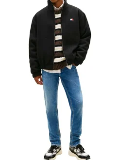 Jean en coton bleu uni avec une coupe slim à zip et à bouton