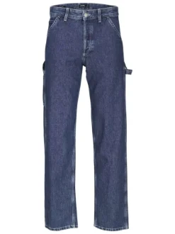 Jean en coton bleu uni coupe bootcut avec 3 poches avants et poche sur la cuisse