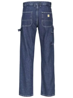 Jean en coton bleu uni coupe bootcut avec 3 poches avants et poche sur la cuisse