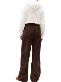 Jean en coton brun avec une coupe bootcut et une fermeture zippée à bouton