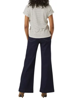 Jean en coton brut uni avec une coupe bootcut et coutures contrastées