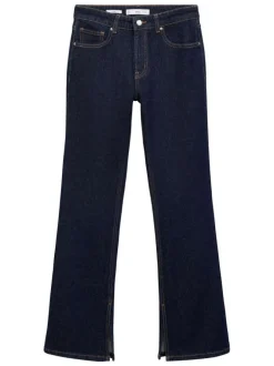Jean en coton brut uni avec une coupe droite et passants pour ceinture