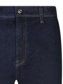 Jean en coton brut uni à coupe slim avec fermeture à zip et à bouton