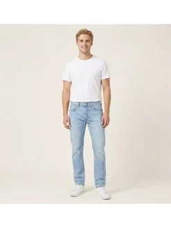 Jean 502® en coton ciel uni à coupe droite pourvu du patch de la marque