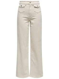 Jean en coton écru uni avec une coupe bootcut et des poches à rabat à l'avant
